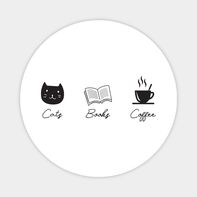 Cats Books Coffee Magnet by younes.zahrane
